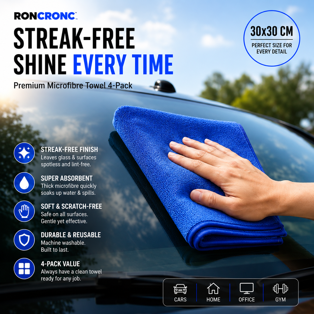 RONCRONC Microfibre Detailing Towel 4-Pack
